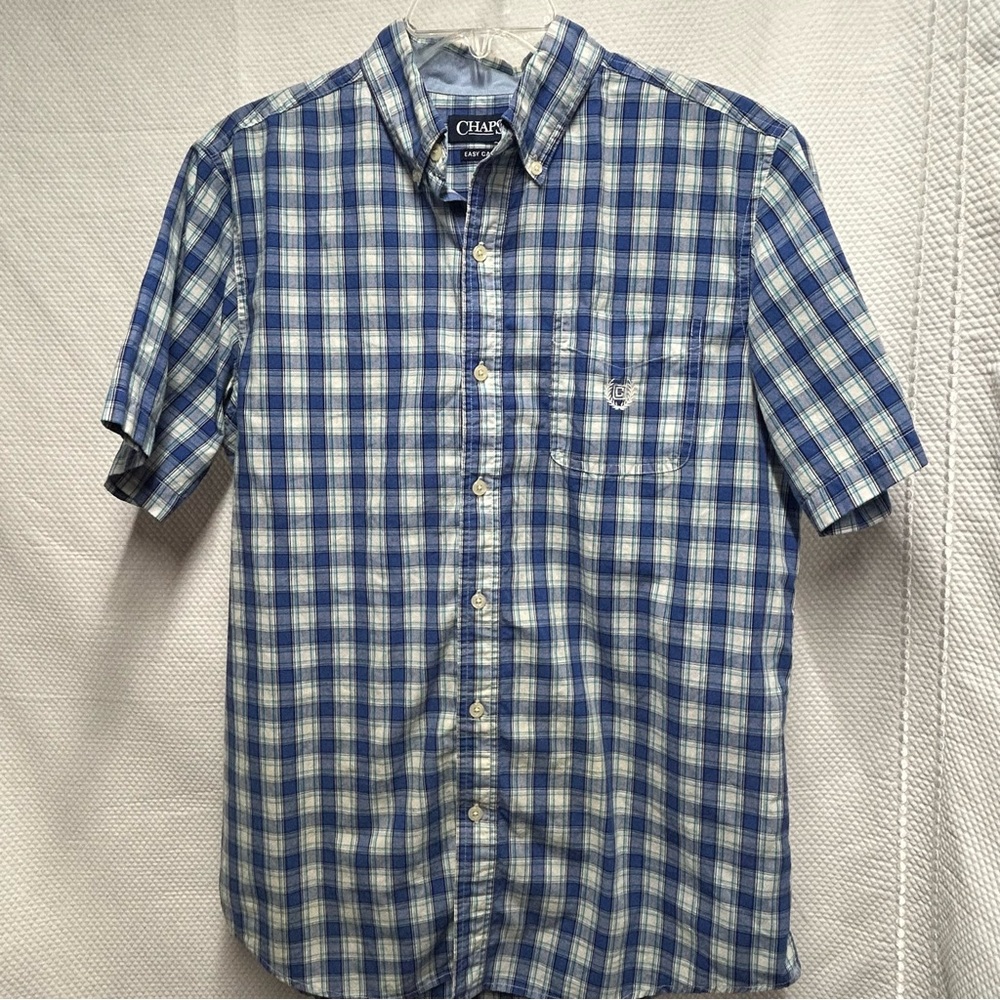 Chaps Blue and White Casual Button Down Shirt